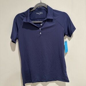 Women’s s dark blue moisture wicking polo